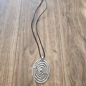 Large Spiral Silver Tone Necklace